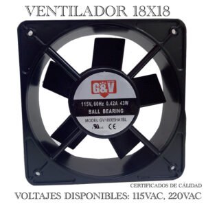 VENTILADOR 115V, 5 ASPAS 180X180