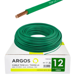 ROLLO DE CABLE THW CAL 12 VERDE 100 MTR